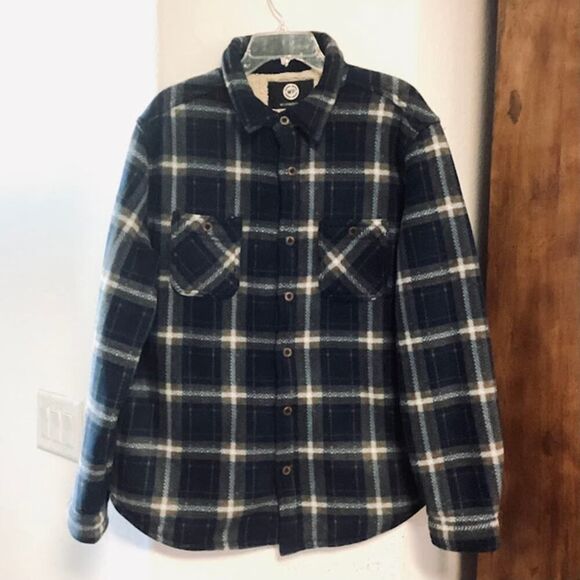 Weatherproof Sherpa Lined Fleece Shirt Jacket in Maritime Blue Large - Picture 9 of 9